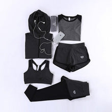 Load image into Gallery viewer, Women Yoga Sets Five Pieces Breathable Sportswear Fitness Suits Sports Bra Running Shirt Jacket Jogging Trainning Pants shorts