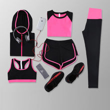 Load image into Gallery viewer, Women Yoga Sets Five Pieces Breathable Sportswear Fitness Suits Sports Bra Running Shirt Jacket Jogging Trainning Pants shorts