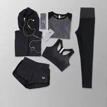 Load image into Gallery viewer, Women Yoga Sets Five Pieces Breathable Sportswear Fitness Suits Sports Bra Running Shirt Jacket Jogging Trainning Pants shorts