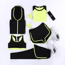 Load image into Gallery viewer, Women Yoga Sets Five Pieces Breathable Sportswear Fitness Suits Sports Bra Running Shirt Jacket Jogging Trainning Pants shorts
