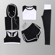 Load image into Gallery viewer, Women Yoga Sets Five Pieces Breathable Sportswear Fitness Suits Sports Bra Running Shirt Jacket Jogging Trainning Pants shorts