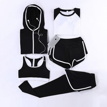 Load image into Gallery viewer, Women Yoga Sets Five Pieces Breathable Sportswear Fitness Suits Sports Bra Running Shirt Jacket Jogging Trainning Pants shorts