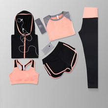 Load image into Gallery viewer, Women Yoga Sets Five Pieces Breathable Sportswear Fitness Suits Sports Bra Running Shirt Jacket Jogging Trainning Pants shorts