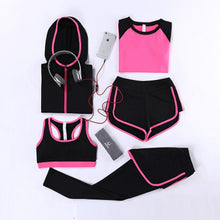 Load image into Gallery viewer, Women Yoga Sets Five Pieces Breathable Sportswear Fitness Suits Sports Bra Running Shirt Jacket Jogging Trainning Pants shorts
