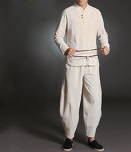 Load image into Gallery viewer, 4color high quality male spring&amp;summer pure cotton lay meditation clothes outfit yoga suits men uniforms clothing blue/black