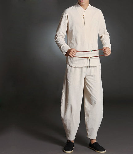 4color high quality male spring&summer pure cotton lay meditation clothes outfit yoga suits men uniforms clothing blue/black