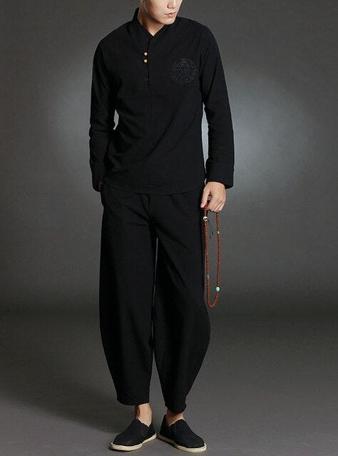 4color high quality male spring&summer pure cotton lay meditation clothes outfit yoga suits men uniforms clothing blue/black