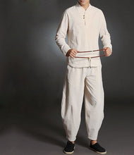 Load image into Gallery viewer, 4color high quality male spring&amp;summer pure cotton lay meditation clothes outfit yoga suits men uniforms clothing blue/black