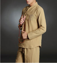 Load image into Gallery viewer, 4color high quality male spring&amp;summer pure cotton lay meditation clothes outfit yoga suits men uniforms clothing blue/black