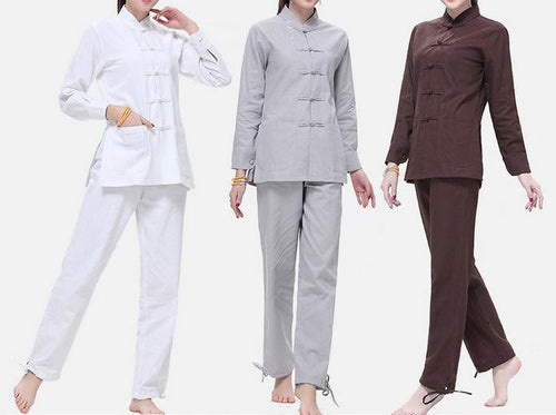 3color high-grade linen&cotton Autumn&Winter Yoga suit female lay meditation uniforms fitness clothing sets gray/coffee/white