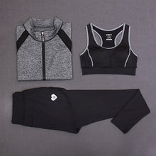 Load image into Gallery viewer, RuoskyGear 3 Piece Yoga sets ( Bra + Jacket + Pants ) Yoga Sports Suit Tight Sportswear Breathable Tracksuit Running Free Ship