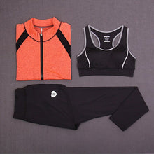 Load image into Gallery viewer, RuoskyGear 3 Piece Yoga sets ( Bra + Jacket + Pants ) Yoga Sports Suit Tight Sportswear Breathable Tracksuit Running Free Ship