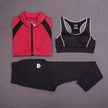 Load image into Gallery viewer, RuoskyGear 3 Piece Yoga sets ( Bra + Jacket + Pants ) Yoga Sports Suit Tight Sportswear Breathable Tracksuit Running Free Ship
