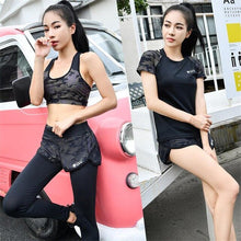 Load image into Gallery viewer, New Womens Yoga Set 5 Pcs Jacket Shirt Bra Short Pants M-4XL Large Size Gym Clothing Exercise Breathable Fitness Army Green Suit