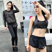 Load image into Gallery viewer, New Womens Yoga Set 5 Pcs Jacket Shirt Bra Short Pants M-4XL Large Size Gym Clothing Exercise Breathable Fitness Army Green Suit