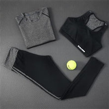 Load image into Gallery viewer, 2018 Hot Yoga Long Sleeveless+Sport Bra+Fitness Legging 3 Piece Sportswear Large Size 2XL Breathable Gym Clothing Women Yoga Set