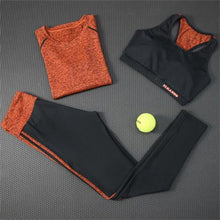 Load image into Gallery viewer, 2018 Hot Yoga Long Sleeveless+Sport Bra+Fitness Legging 3 Piece Sportswear Large Size 2XL Breathable Gym Clothing Women Yoga Set