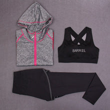 Load image into Gallery viewer, RuoskyGear New Yoga Sets 3 Piece (Bra + Jacket + Pants) Female Long Sleeved Sportswear Gym Running Workout Clothes Free Shipping
