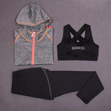 Load image into Gallery viewer, RuoskyGear New Yoga Sets 3 Piece (Bra + Jacket + Pants) Female Long Sleeved Sportswear Gym Running Workout Clothes Free Shipping