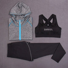 Load image into Gallery viewer, RuoskyGear New Yoga Sets 3 Piece (Bra + Jacket + Pants) Female Long Sleeved Sportswear Gym Running Workout Clothes Free Shipping
