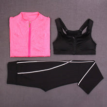 Load image into Gallery viewer, RuoskyGear Yoga Sets 3 Piece ( Bra + Jacket + Pants ) Women Sports Jackets Zipper Coat Gym Sportswear Quick Dry Suit Free Ship