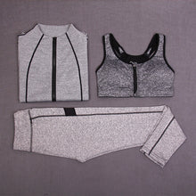 Load image into Gallery viewer, RuoskyGear Yoga Sets 3 Piece ( Bra + Jacket + Pants ) Women Sports Jackets Zipper Coat Gym Sportswear Quick Dry Suit Free Ship
