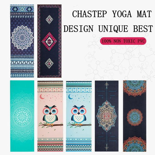 Chastep Natural PVC Yoga Mat Anti Slip Sweat Absorption 183*61cm*6mm Yoga Pad Fitness Gym Pilates Sports Exercise pad Yoga Mats