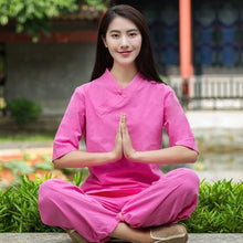 Load image into Gallery viewer, Top Quality Linen Yoga Sets Buddhist Monk Meditation Suit Female Monk Kung fu Uniform Martial arts Suit Women Loose Yoga Clothes