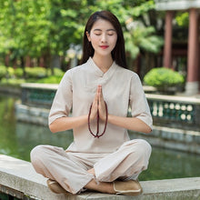 Load image into Gallery viewer, Top Quality Linen Yoga Sets Buddhist Monk Meditation Suit Female Monk Kung fu Uniform Martial arts Suit Women Loose Yoga Clothes