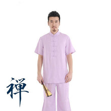 Load image into Gallery viewer, Men Linen Yoga Suit Breathable Gym Sports Clothes Quick Drying Yoga Suit Tracksuit Man Tachi Zen Suit Comfortable Yoga Wear Set