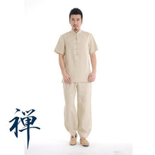 Load image into Gallery viewer, Men Linen Yoga Suit Breathable Gym Sports Clothes Quick Drying Yoga Suit Tracksuit Man Tachi Zen Suit Comfortable Yoga Wear Set