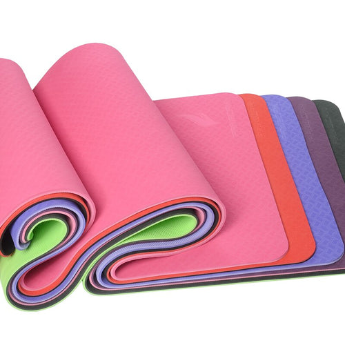 FANGCAN FCY-32 TPE Yoga Mat Double Layer 1830*610*8mm Prolong Yoga Mat Eco-friendly Mat for Beginners 5 colors available
