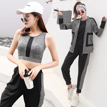 Load image into Gallery viewer, Women Sport Suit Tracksuit Yoga Set Zipper Jacket+T-Shirt+Bra+PantsWomen Gym Suit Workout Clothes Fitness Sportswear For Women