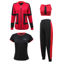 Load image into Gallery viewer, Women Sport Suit Tracksuit Yoga Set Zipper Jacket+T-Shirt+Bra+PantsWomen Gym Suit Workout Clothes Fitness Sportswear For Women