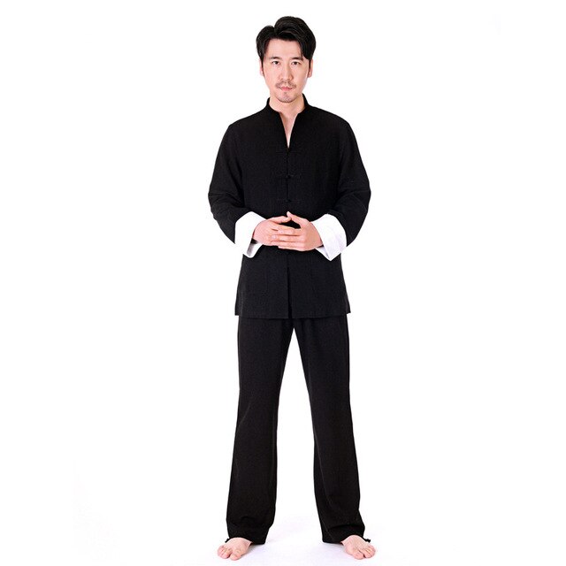 2018 Man Yoga Set Solid Large Size Yoga Shirt Pants Zen Meditation Kong Fu Clothing Man Sportswear Set Gym Yoga Suit Tracksuit