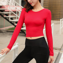 Load image into Gallery viewer, Women Yoga Shirt Long Sleeve Gym Clothes Tops Femme Athletic Wear T shirt Solid Color Slim Running Jerseys Wholesale 20pcs/set