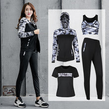 Load image into Gallery viewer, Yoga Set Women Sportswear For Fitness Bra Shirt Pants 4 Pcs Sportswear Running Battle Fatigues Breathable Sports Suit