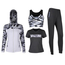 Load image into Gallery viewer, Yoga Set Women Sportswear For Fitness Bra Shirt Pants 4 Pcs Sportswear Running Battle Fatigues Breathable Sports Suit