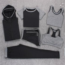 Load image into Gallery viewer, Yoga Set Women Fitness Running Exercise Breathable Pink Sport Bras+Tights+Short+Shirt+Vest+Jacket 6 Pieces Large Size Sport Suit