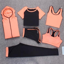 Load image into Gallery viewer, Yoga Set Women Fitness Running Exercise Breathable Pink Sport Bras+Tights+Short+Shirt+Vest+Jacket 6 Pieces Large Size Sport Suit