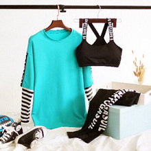 Load image into Gallery viewer, Three-Pieces yoga Set Women Solid With LetterStriped Sleeves RunningGym Suit Female Sportswear Slim Fitness