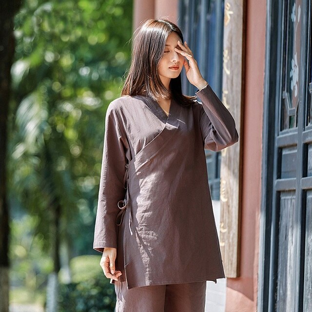 Chinese Women Yoga Suit Loose Trousers Tops Set Tai Chi Clothing Ladies Linen Outdoor Yoga Clothes Zen Meditation Clothing