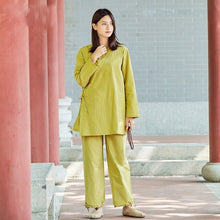 Load image into Gallery viewer, Chinese Women Yoga Suit Loose Trousers Tops Set Tai Chi Clothing Ladies Linen Outdoor Yoga Clothes Zen Meditation Clothing