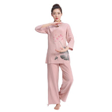 Load image into Gallery viewer, Women Plus Size Yoga Set Two Piece Flower Printed Yoga Clothes Sport Set Women Outdoor Indoor Jogging Tachi Suit Women Zen Suit
