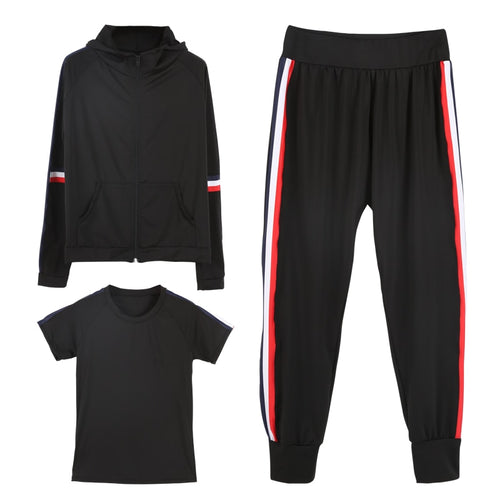 3 in 1 Yoga Sets Long Sleeves Loose Students' Sports Wear Gym Running Suit Black Grey M-2XL T-shirt+Jacket+Pants
