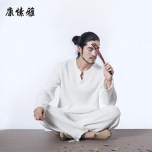 Load image into Gallery viewer, Men Yoga Set Tai Chi Meditation Uniforms Cotton Linen Loose Yoga Pant Shirt Tai Ji Martial Arts Kung Fu Exercise Casual Set Suit